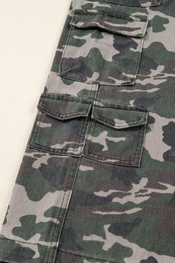 Green Camo Multi Pocket Cargo Wide Leg Jeans