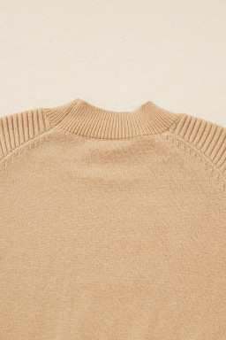 Smoke Gray Lantern Sleeve Sweater Pleated Knitted Mini Skirt Set