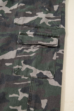 Green Camo Multi Pocket Cargo Wide Leg Jeans