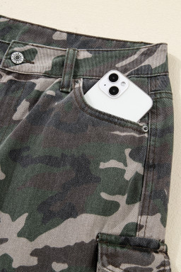 Green Camo Multi Pocket Cargo Wide Leg Jeans