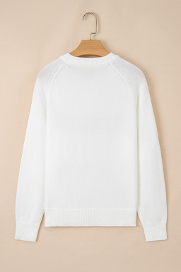 White MERRY Letter Pattern Christmas Raglan Sleeve Sweater