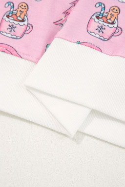 Pink Santa Claus Graphic Christmas Tree Pajama Set