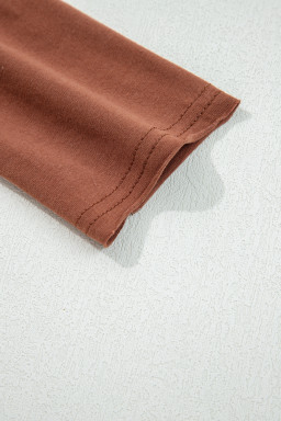 Chestnut Raw Seam Detail Solid Color Long Sleeve Top