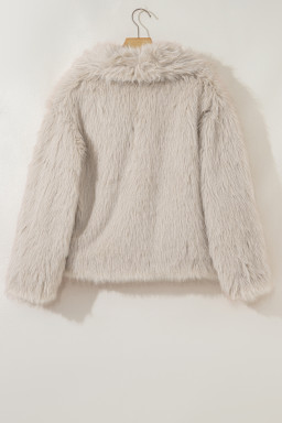 Jet Stream Solid Long Sleeve Thick Fuax Fur Coat
