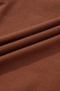 Chestnut Raw Seam Detail Solid Color Long Sleeve Top