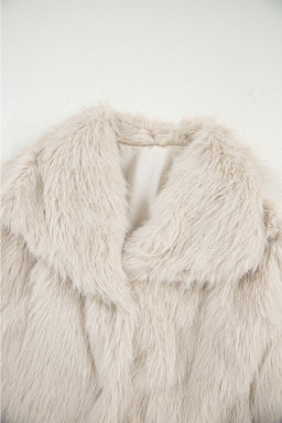 Jet Stream Solid Long Sleeve Thick Fuax Fur Coat