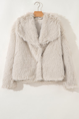 Jet Stream Solid Long Sleeve Thick Fuax Fur Coat