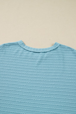 Light Blue Textured Drop Shoulder Plus Size Knit Top