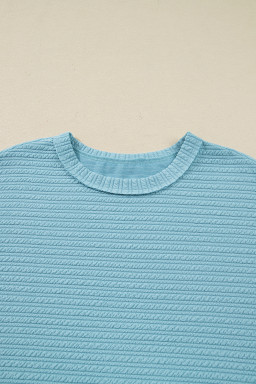 Light Blue Textured Drop Shoulder Plus Size Knit Top