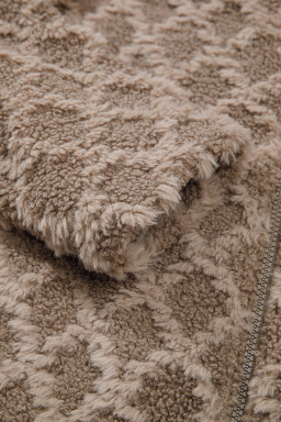 Chestnut Sherpa Rhombus Zip Up Side Pocket Hooded Jacket