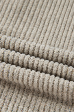 Simply Taupe Ribbed Texture Drop Shoulder Henley Knit Top