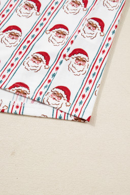 White Christmas Santa Claus Print Long Sleeve Pajama Set