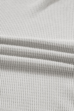 Light Grey Textured Knit Drawstring Cowl Neck Oversized Top