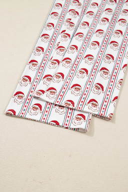 White Christmas Santa Claus Print Long Sleeve Pajama Set