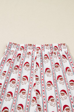 White Christmas Santa Claus Print Long Sleeve Pajama Set