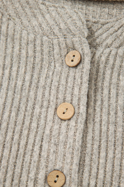 Simply Taupe Ribbed Texture Drop Shoulder Henley Knit Top