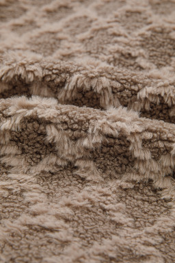 Chestnut Sherpa Rhombus Zip Up Side Pocket Hooded Jacket