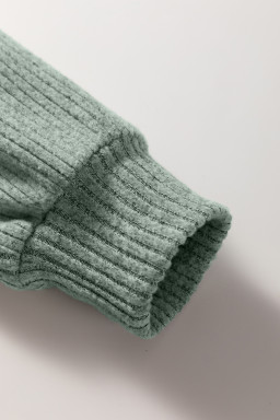 Clearly Aqua Ribbed Texture Drop Shoulder Henley Knit Top