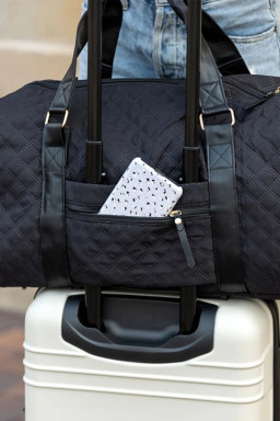 Black Plaid Large Capacity Travel Duffle Bag