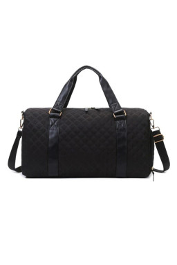 Black Plaid Large Capacity Travel Duffle Bag