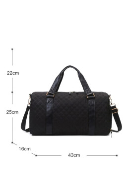 Black Plaid Large Capacity Travel Duffle Bag