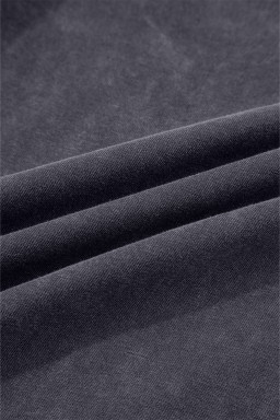 Light Grey Flower Patch Mineral Washed Cropped Wide Leg Pants