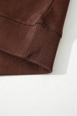 Coffee Preppy Striped Sleeve Loose Sweatshirt