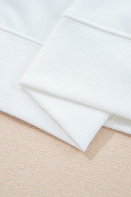 White Preppy Striped Sleeve Loose Sweatshirt