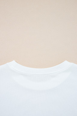 White Preppy Striped Sleeve Loose Sweatshirt