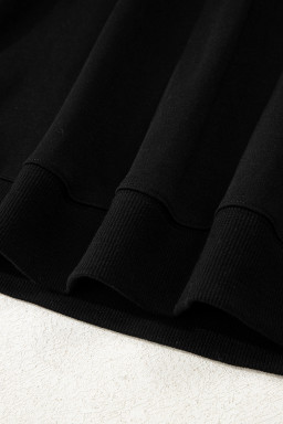 Black Varsity Striped Sleeve Drop Shoulder Sweatshirt and Shorts Set