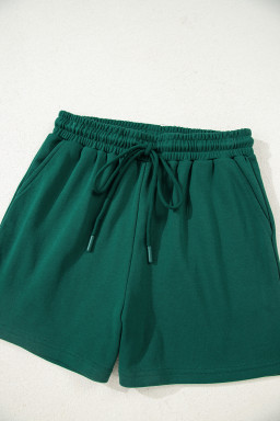 Evergreen Varsity Striped Sleeve Drop Shoulder Sweatshirt and Shorts Set