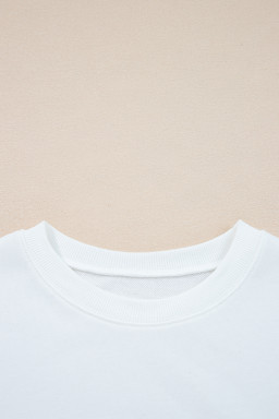 White Preppy Striped Sleeve Loose Sweatshirt