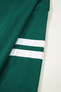 Evergreen Varsity Striped Sleeve Drop Shoulder Sweatshirt and Shorts Set