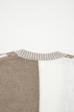 Brown Checkered Open Front Drop Shoulder Cardigan