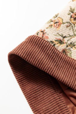 Clay Ribbed Retro Floral Patchwork Jacket