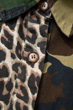 Brown Leopard Camouflage Patchwork Oversized Shacket