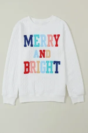Quilted Merry and Bright Letter Sweatshirt