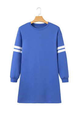 Sky Blue Preppy Striped Sleeve Loose Mini Dress