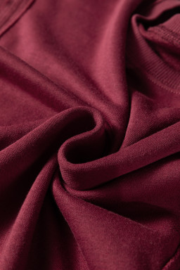 Red Sandalwood Plaid Patchwork Sleeve Raw Seam Sweatshirt