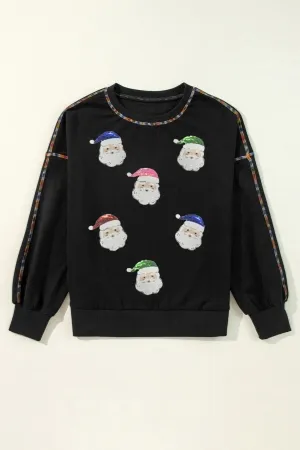  Santa Claus Sequins Patch Baggy Sweatshirt