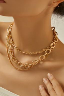 Gold 3pcs Chunky Chain Necklace Set