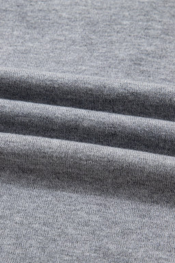 Gray Contrast Striped Trim V Neck Knit Sweater