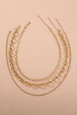 Gold 3pcs Chunky Chain Necklace Set