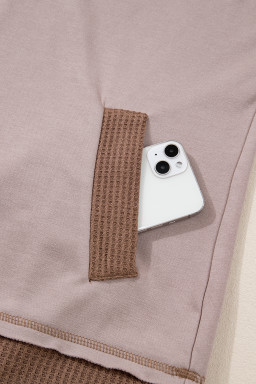 Goat Waffle Patchwork Exposed Seam Oversized Hoodie