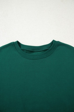 Evergreen Varsity Striped Sleeve Drop Shoulder Sweatshirt and Shorts Set
