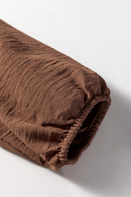 Chestnut Floral Patchwork Notched Neck Long Sleeve Maxi Dress