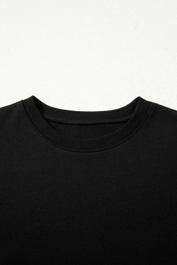 Black Varsity Striped Sleeve Drop Shoulder Sweatshirt and Shorts Set