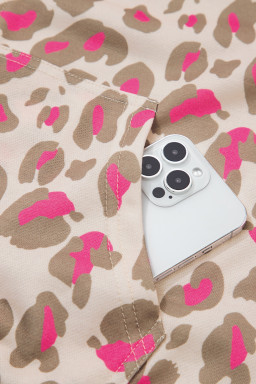 Rose Leopard Print Zip Up Hooded Sweatshirt