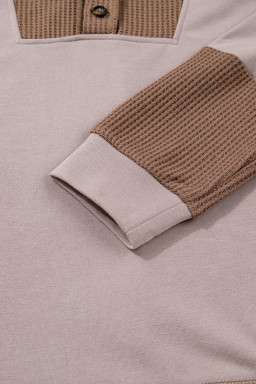 Goat Waffle Patchwork Exposed Seam Oversized Hoodie