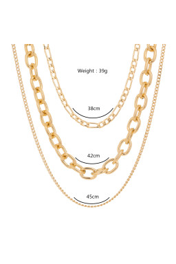 Gold 3pcs Chunky Chain Necklace Set